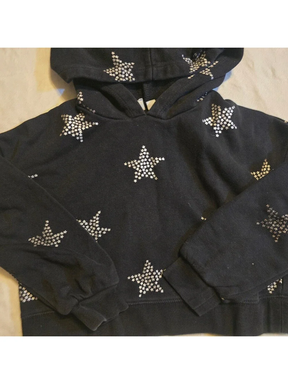 GAP Kids Black Hoodie with Silver Star Studs XS (6-7)